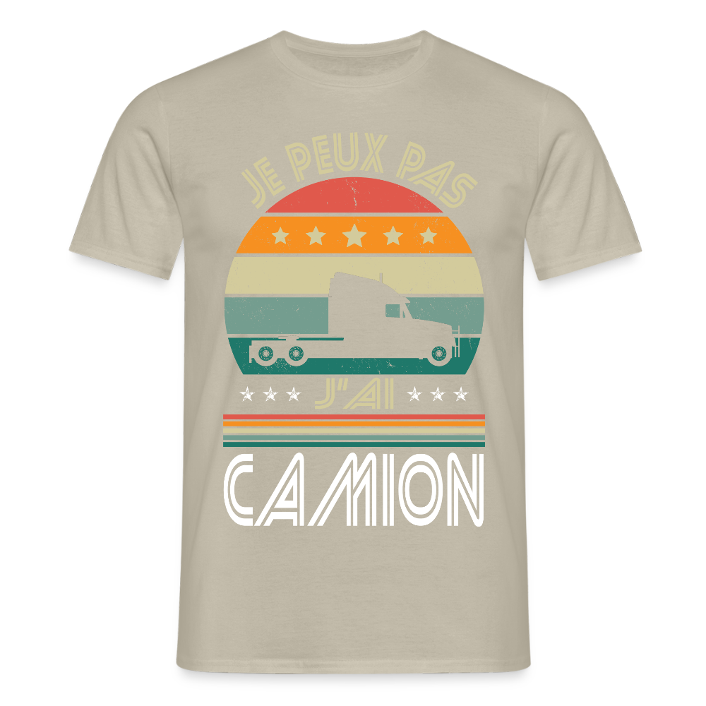 T-shirt Homme - Je peux pas j'ai Camion - beige sable