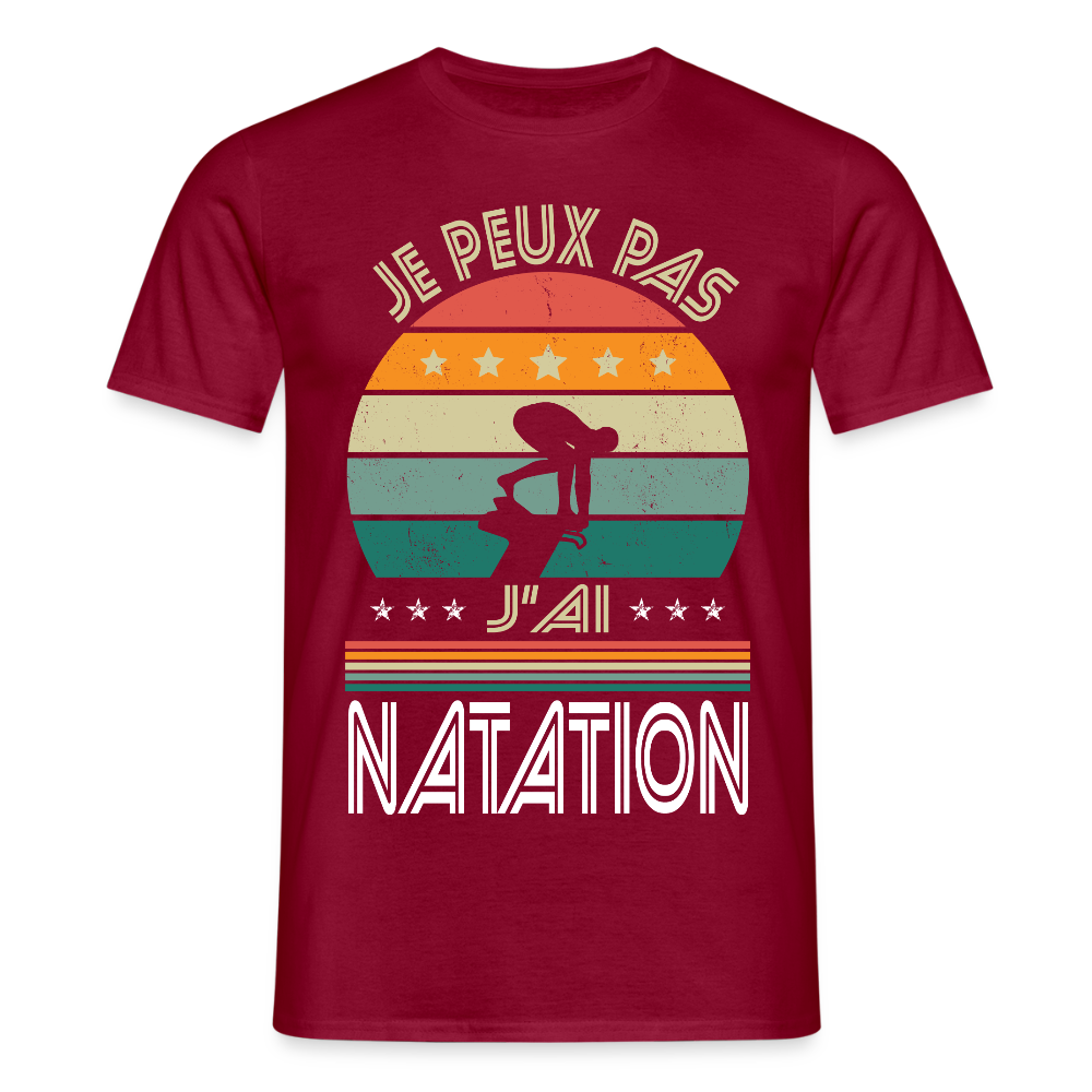 T-shirt Homme - Je peux pas j'ai Natation - rouge brique