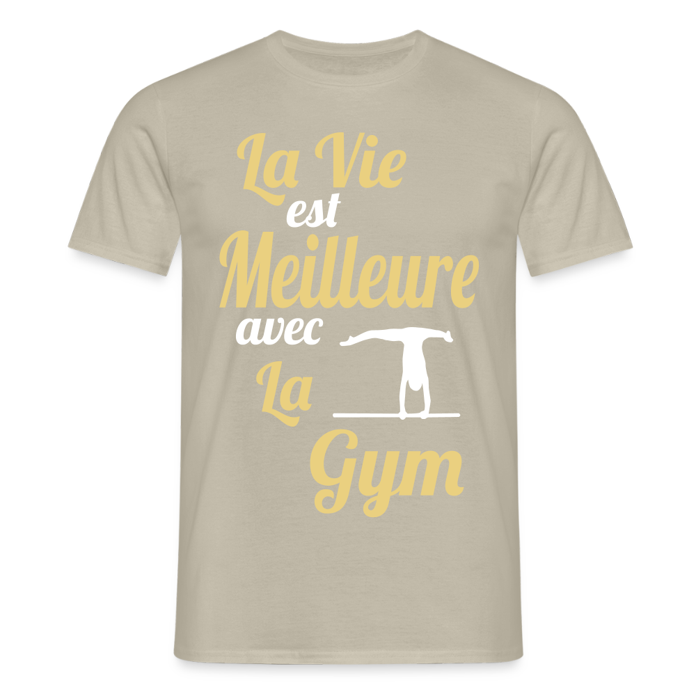 T-shirt Homme - La vie est meilleure avec la gym - beige sable