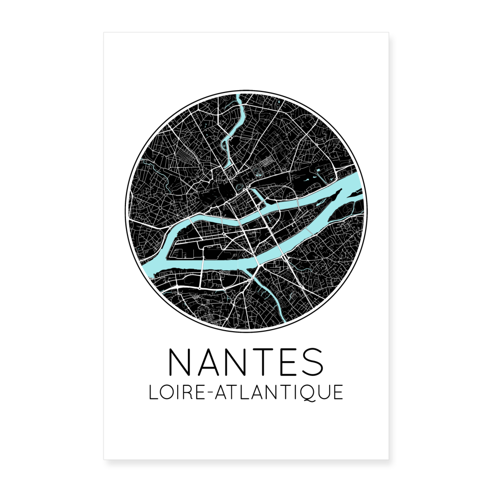 Poster Nantes - Plan Nantes - 60 x 90 cm - blanc