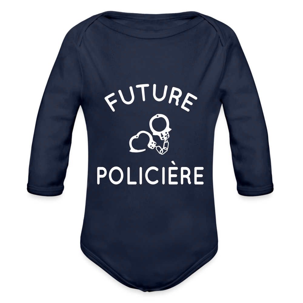 Body Bébé bio manches longues - Future policière - marine foncé