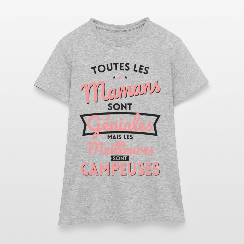 T-shirt Femme - Mamans géniales - Les meilleures sont campeuses - gris chiné