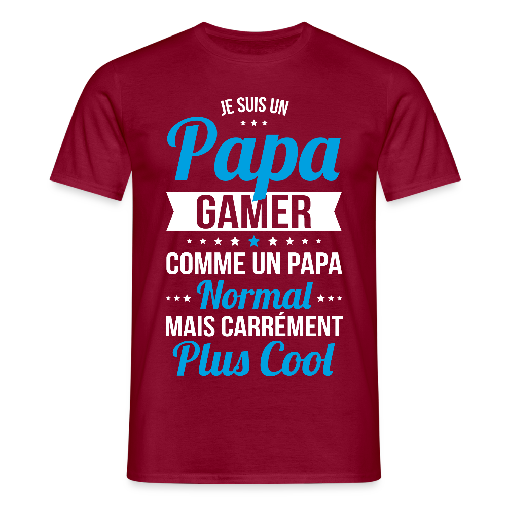 T-shirt Homme - Papa gamer plus cool - rouge brique