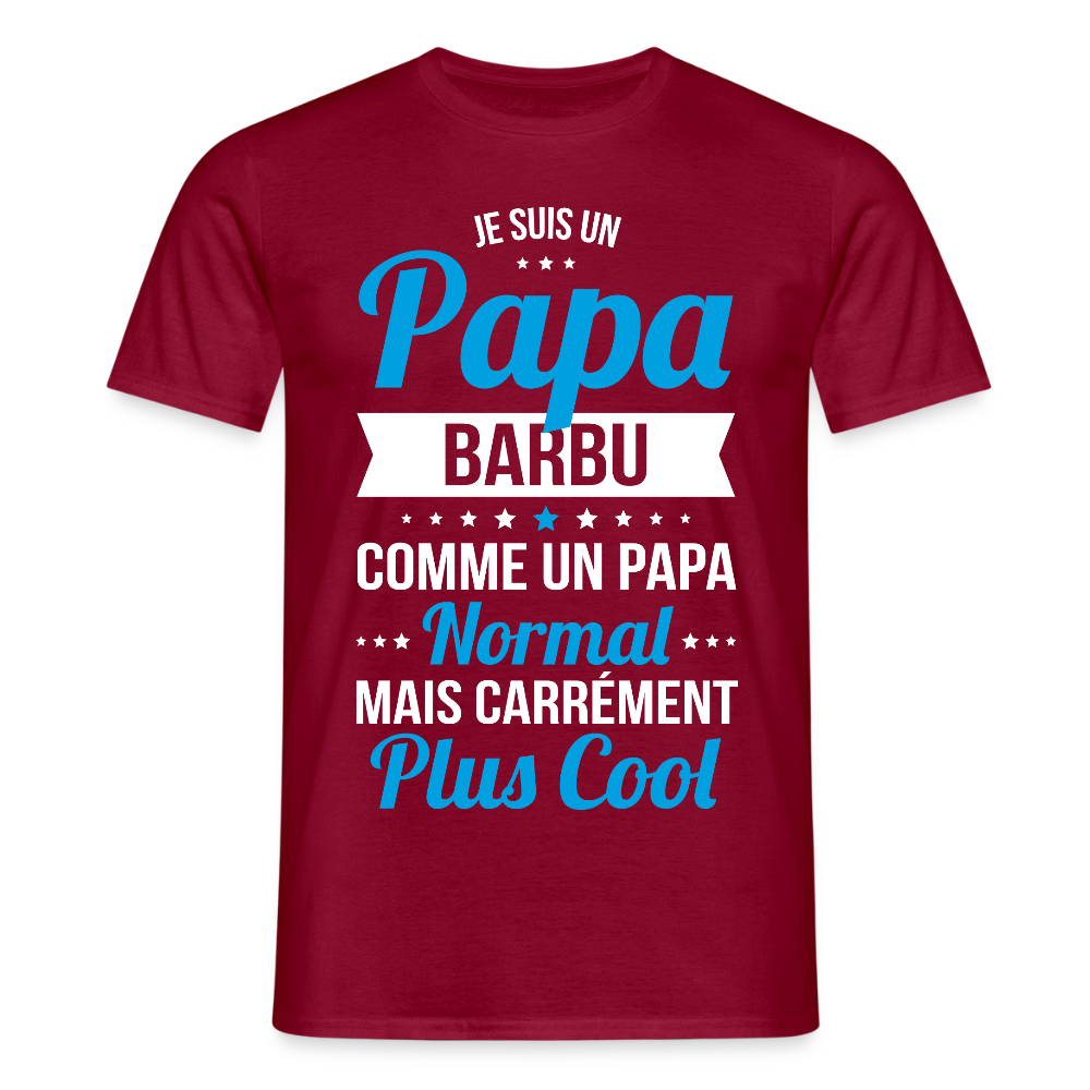 T-shirt Homme - Papa barbu plus cool - rouge brique