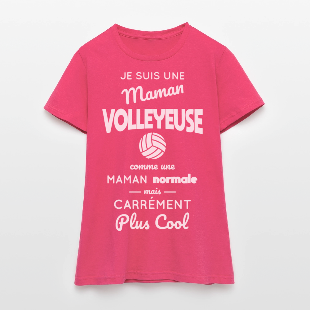 T-shirt Femme - Maman volleyeuse plus cool - rose azalée