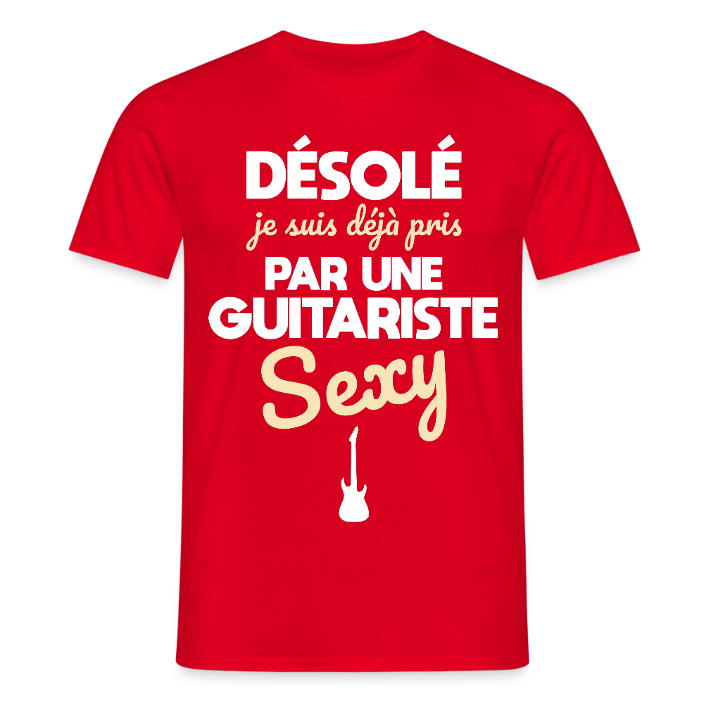 T-shirt Homme - Je suis pris par une guitariste sexy - rouge