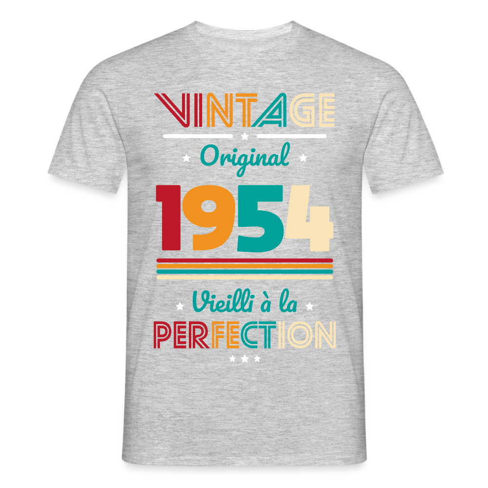 T-shirt Homme - Anniversaire 71 Ans - Vintage Original 1954 - gris chiné