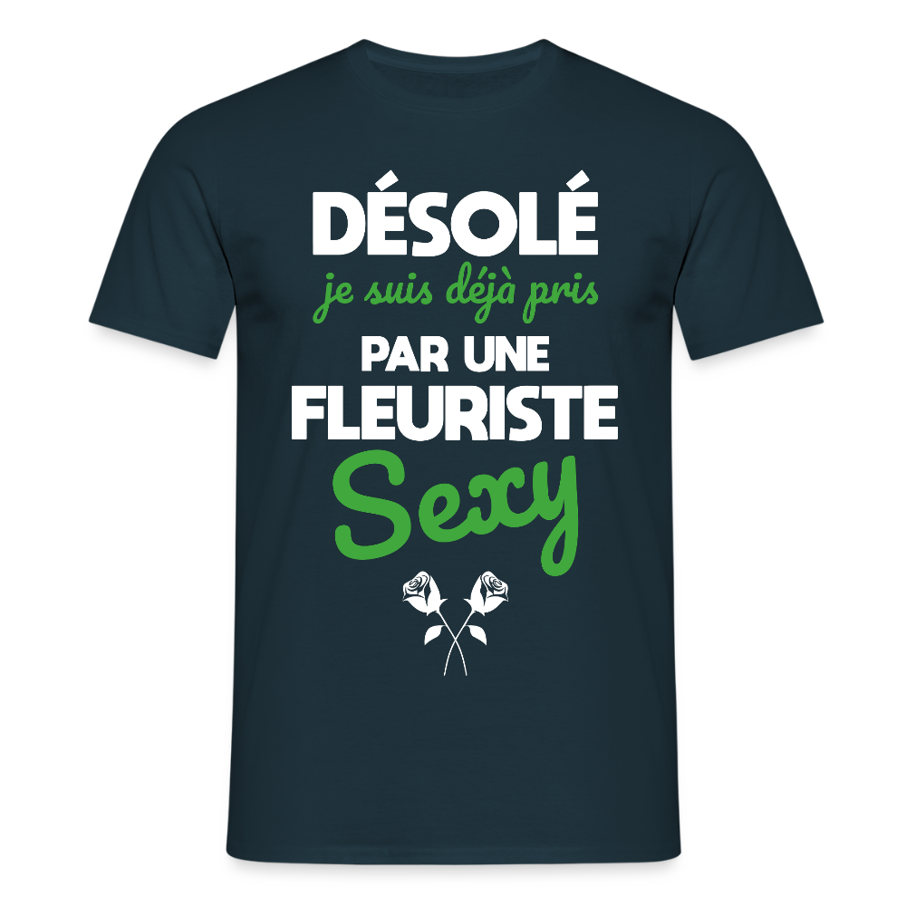 T-shirt Homme - Je suis pris par une fleuriste sexy - marine