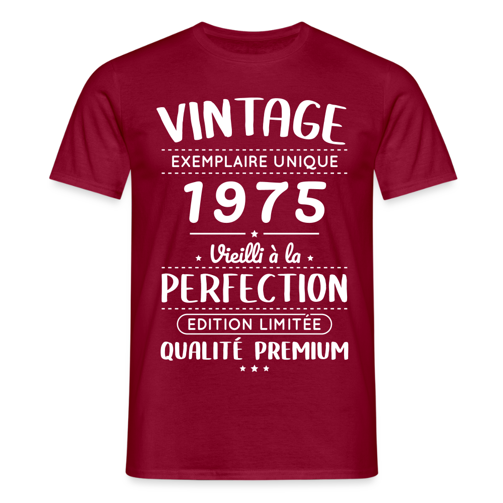 T-shirt Homme - Anniversaire 50 Ans - Vintage 1975 - rouge brique