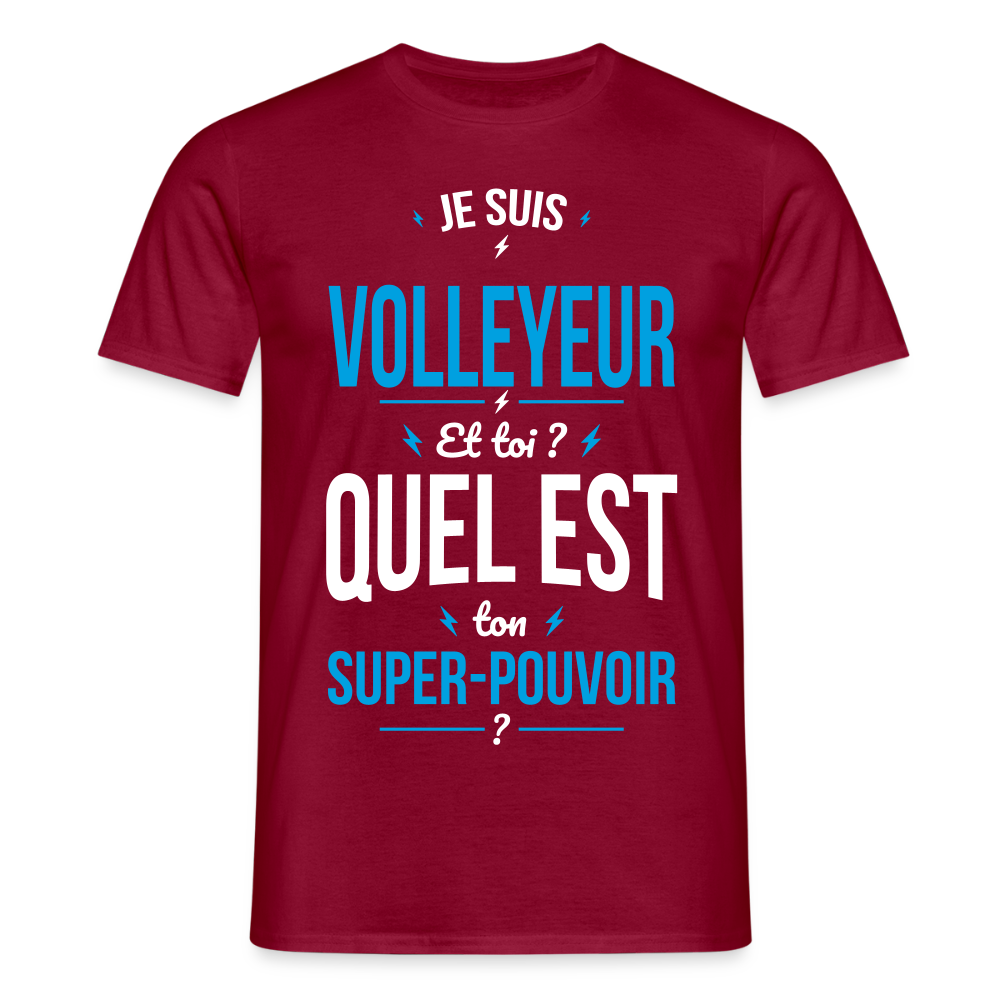 T-shirt Homme - Je suis volleyeur - Super-pouvoir - rouge brique
