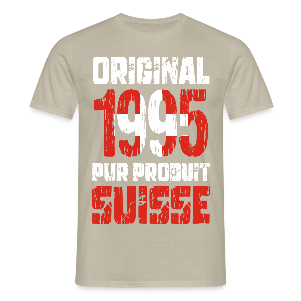 T-shirt Homme - Anniversaire 30 Ans - Original 1995 - Pur produit Suisse - beige sable