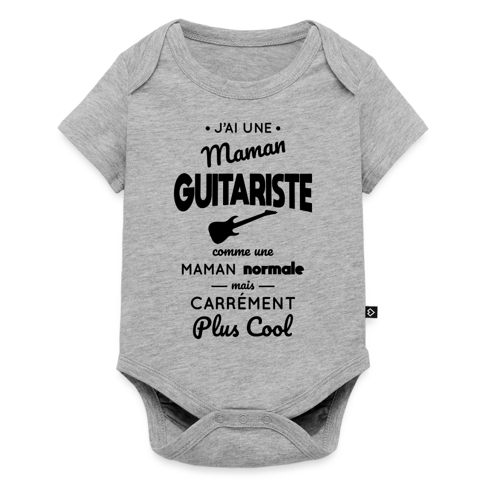 Body Bébé bio manches courtes - J'ai une maman guitariste - gris chiné