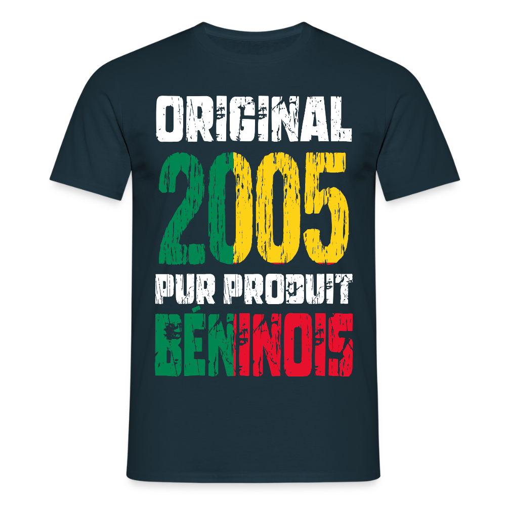 T-shirt Homme - Anniversaire 20 Ans - Original 2005 - Pur produit Béninois - marine
