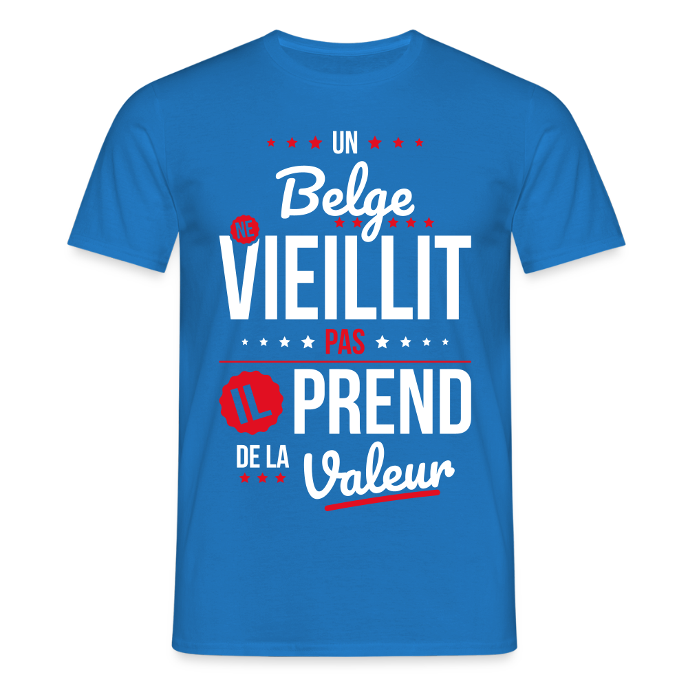 T-shirt Homme - Un Belge ne vieillit pas - bleu royal