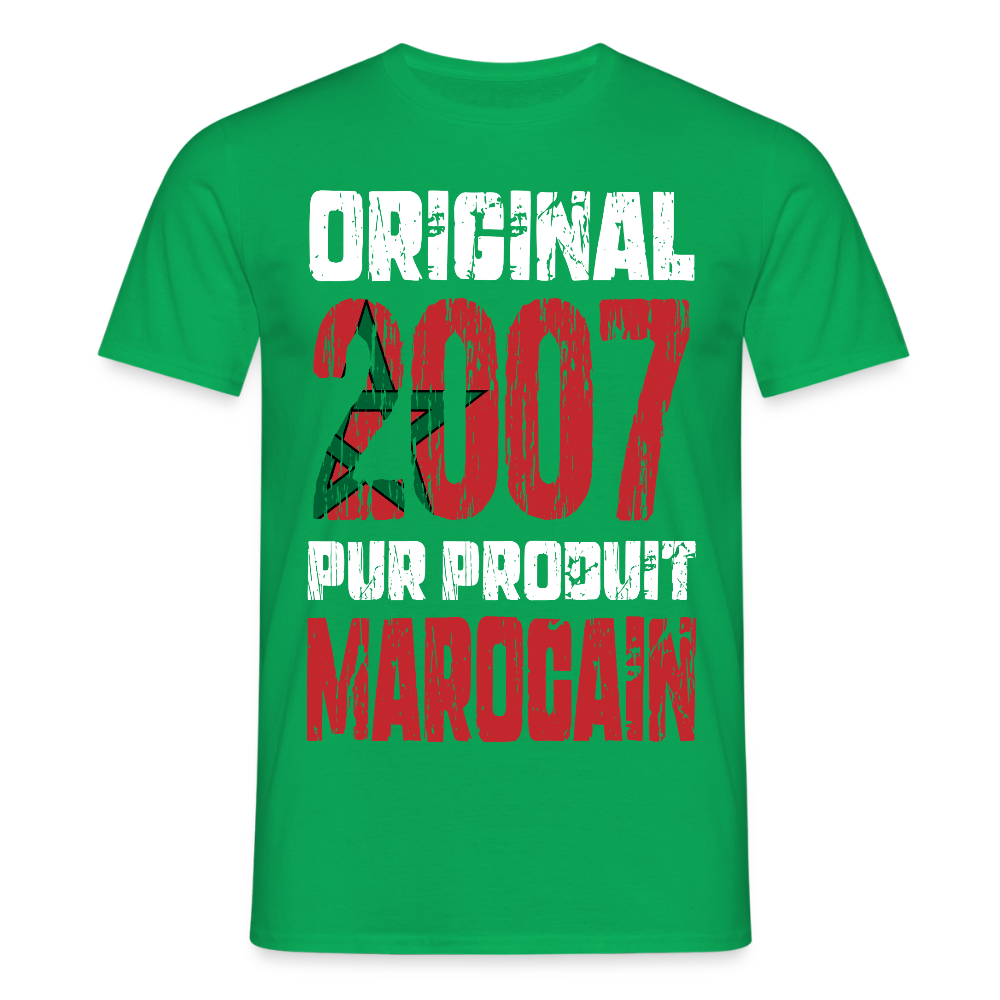 T-shirt Homme - Anniversaire 18 Ans - Original 2007 - Pur produit Marocain - vert