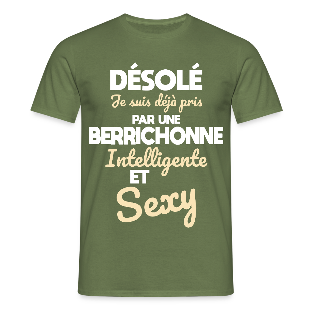 T-shirt Homme - Je suis déjà pris par une Berrichonne intelligente et sexy - vert militaire