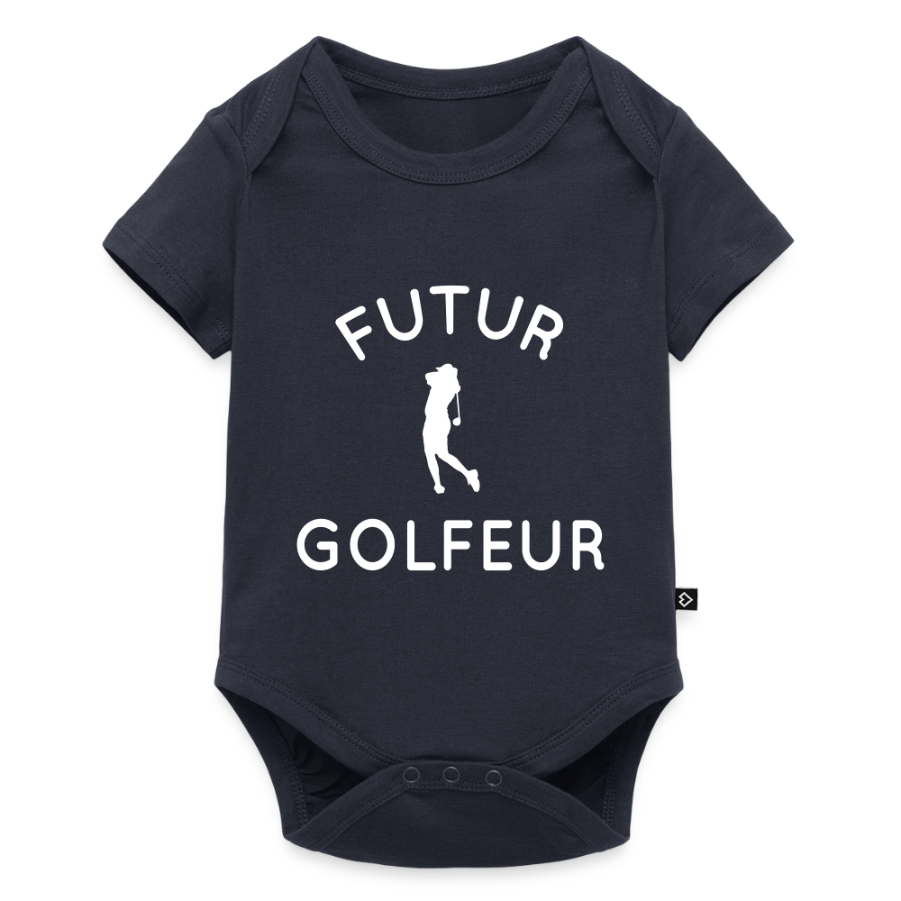 Body Bébé bio manches courtes - Futur golfeur - bleu marine