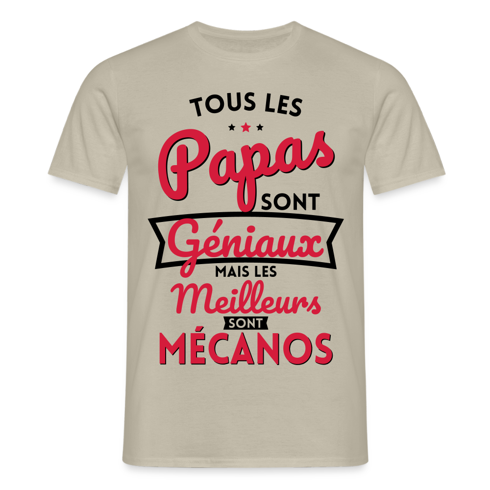 T-shirt Homme - Papas géniaux - Les meilleurs sont mécanos - beige sable