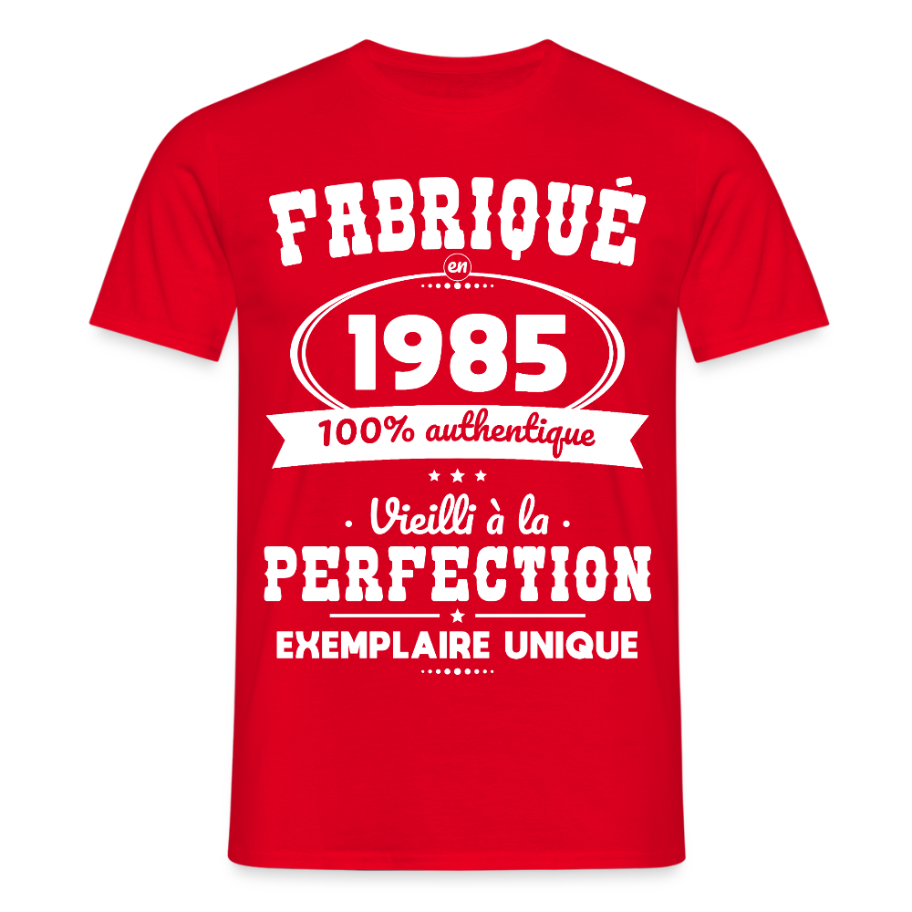 T-shirt Homme - Anniversaire 40 Ans - Fabriqué en 1985 - rouge