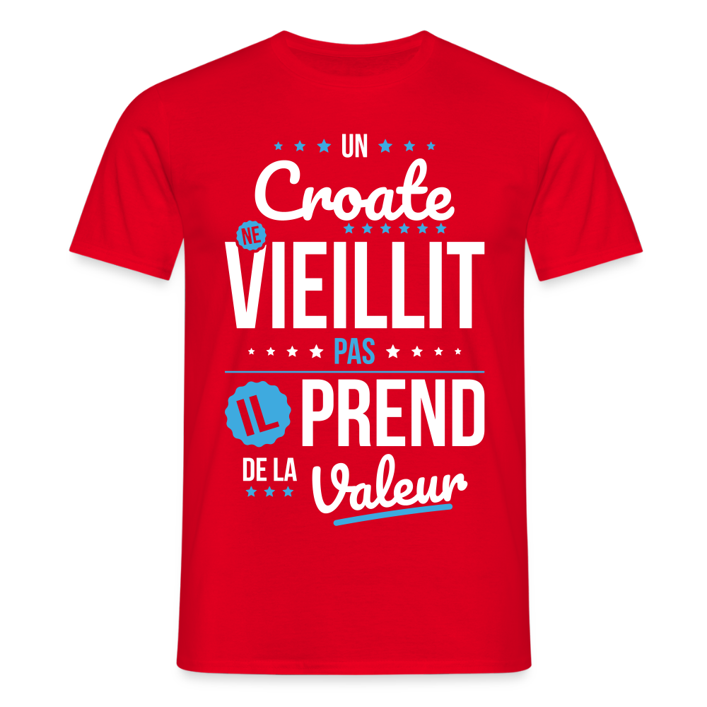 T-shirt Homme - Un Croate ne vieillit pas - rouge