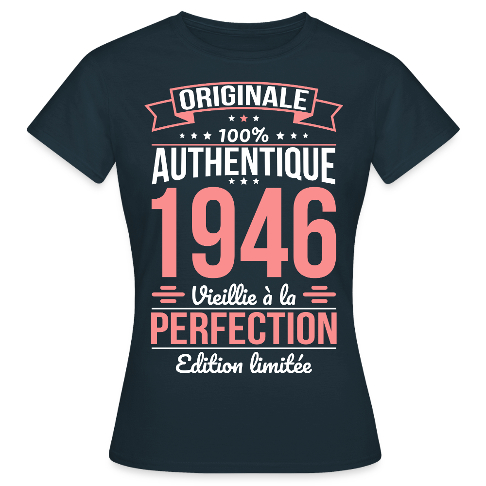 T-shirt anniversaire femme 80 ans – Originale 1946 - marine