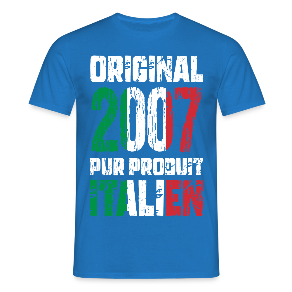 T-shirt Homme - Anniversaire 18 Ans - Original 2007 - Pur produit Italien - bleu royal