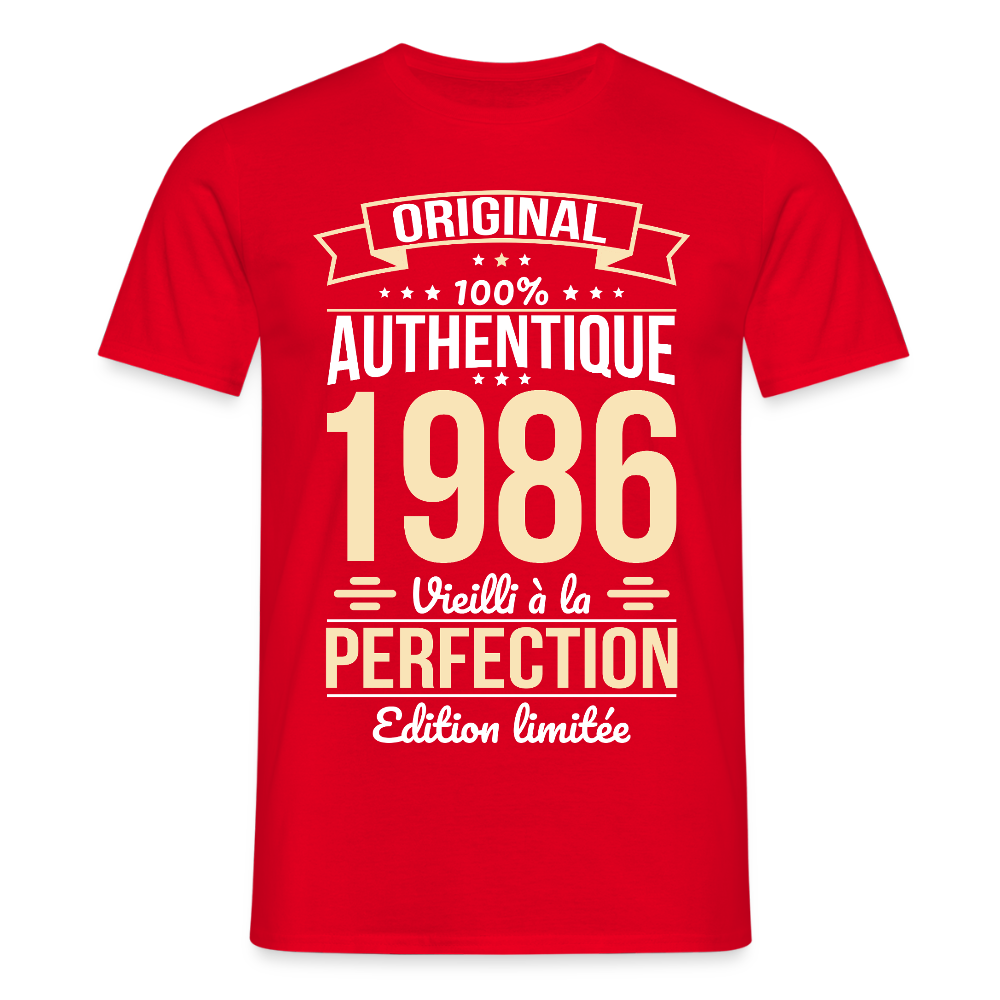 T-shirt anniversaire homme 40 ans – Original 1986 - rouge