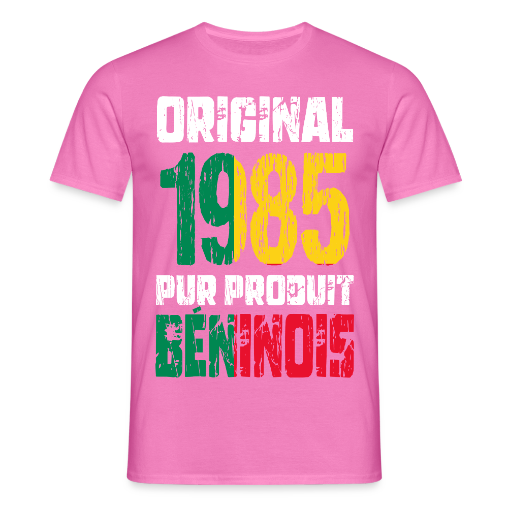 T-shirt Homme - Anniversaire 40 Ans - Original 1985 - Pur produit Béninois - rose