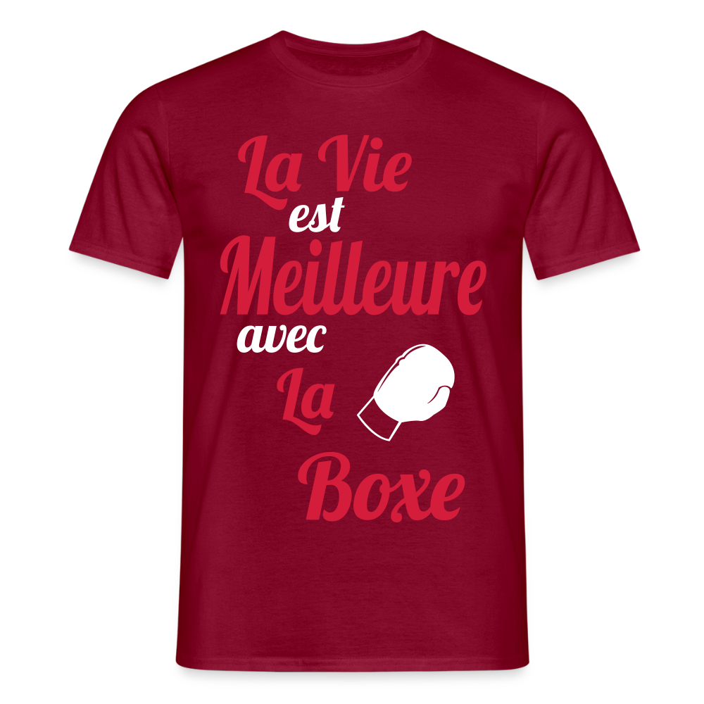 T-shirt Homme - La vie est meilleure avec la Boxe - rouge brique