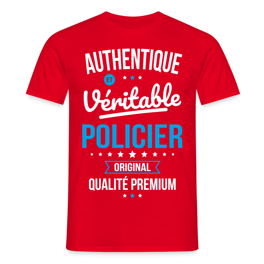T-shirt Homme - Authentique et véritable Policier - rouge