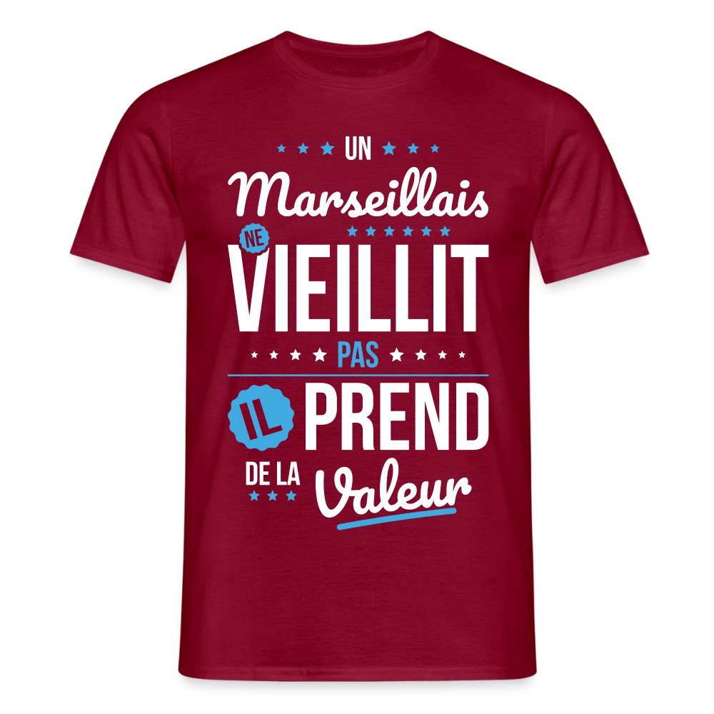 T-shirt Homme - Un Marseillais ne vieillit pas - rouge brique