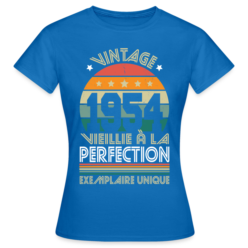 T-shirt Femme - Anniversaire 71 Ans - Vintage 1954 - bleu royal