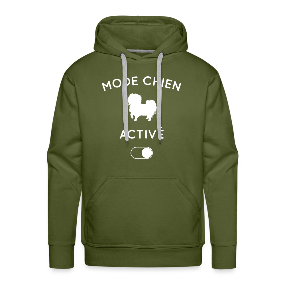 Sweat à capuche Premium Homme - Mode chien activé - vert olive