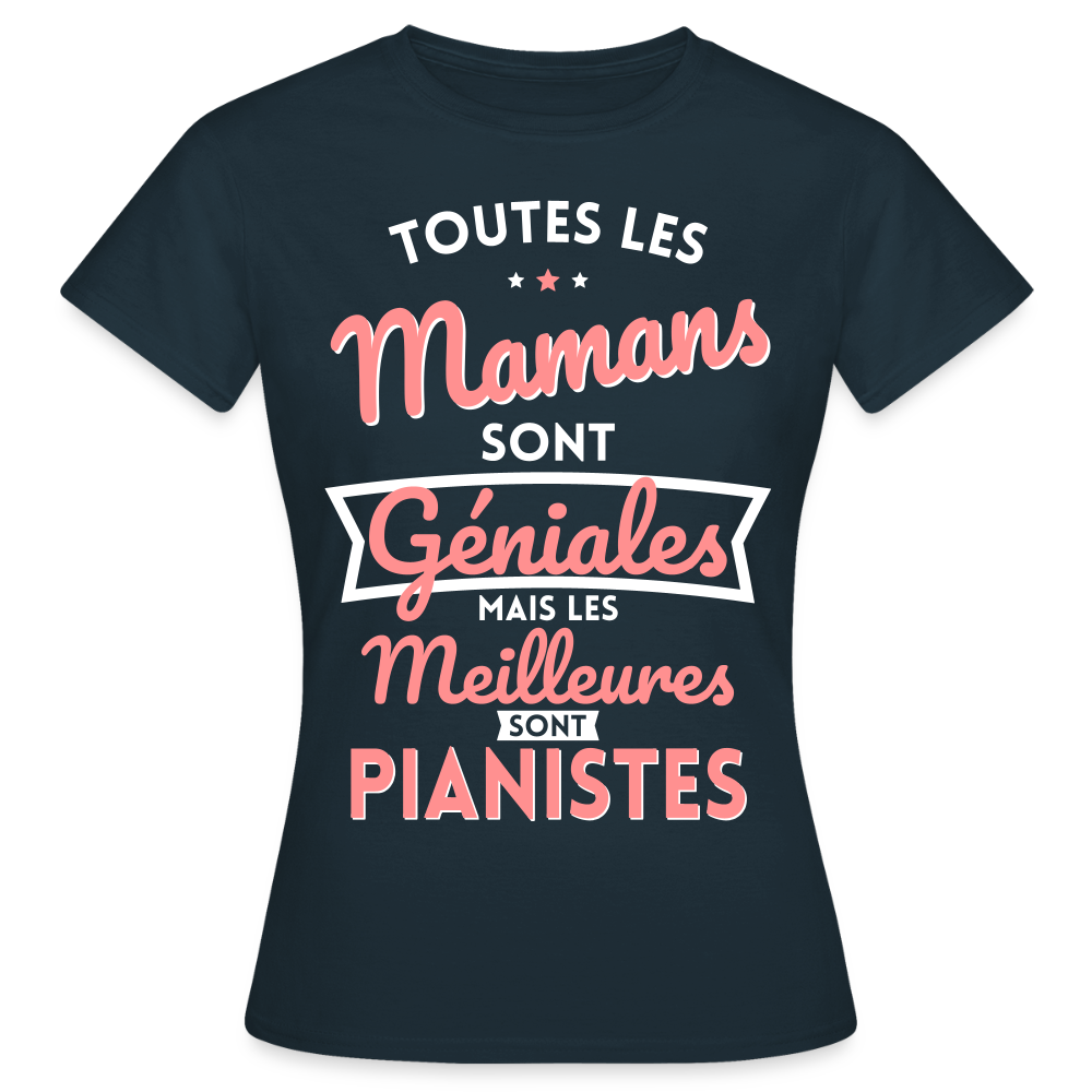 T-shirt Femme - Mamans géniales - Les meilleures sont pianistes - marine