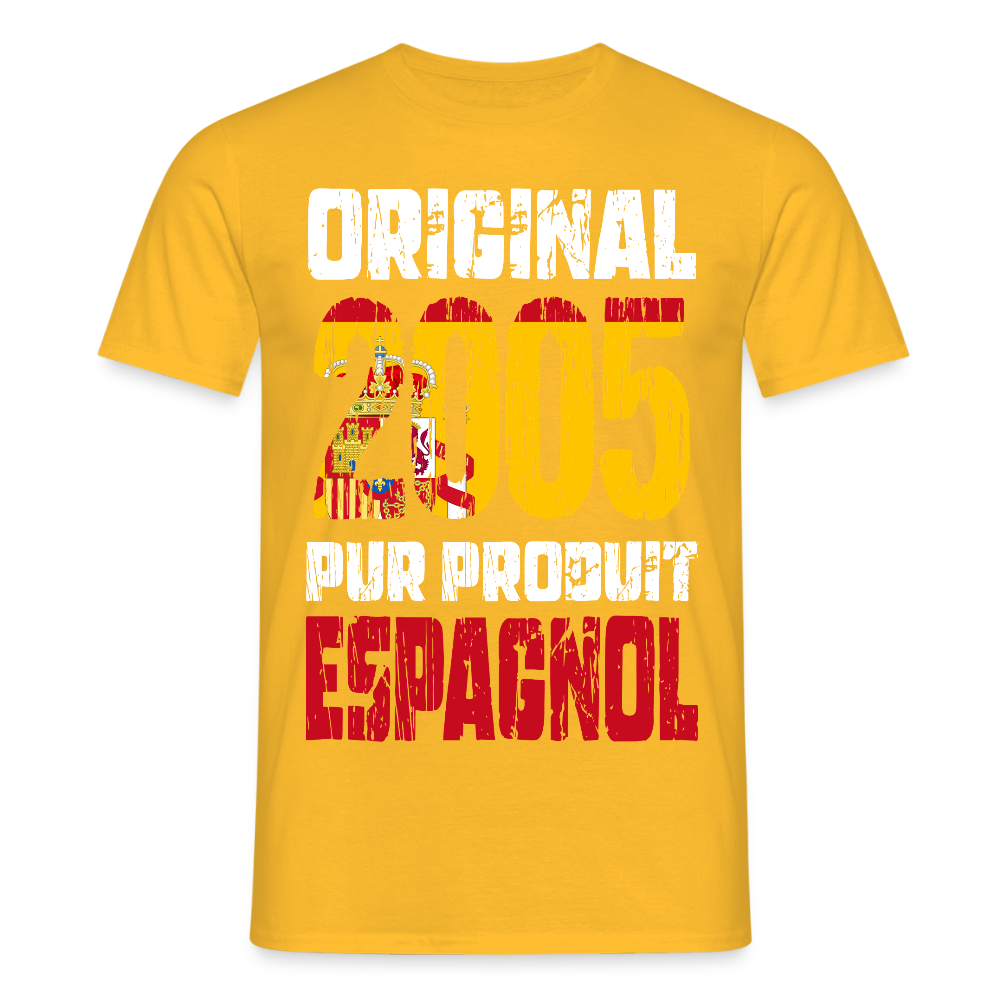 T-shirt Homme - Anniversaire 20 Ans - Original 2005 - Pur produit Espagnol - jaune