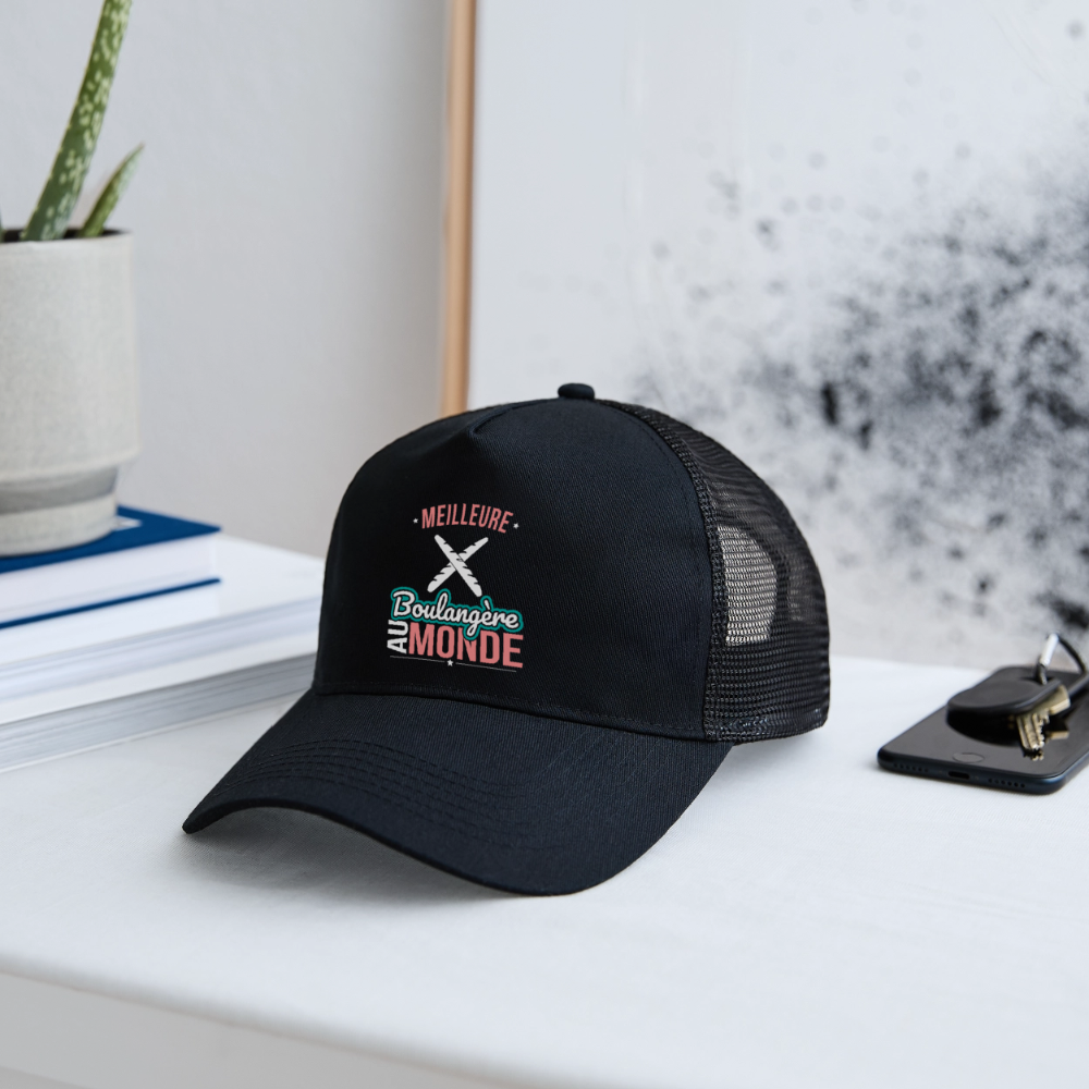 Casquette Trucker - Meilleure boulangère au monde - noir/noir