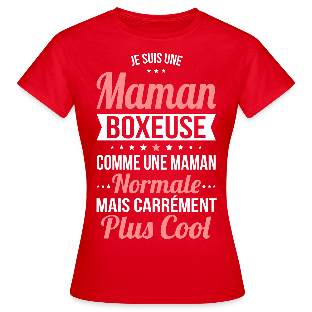 T-shirt Femme - Maman boxeuse plus cool - rouge