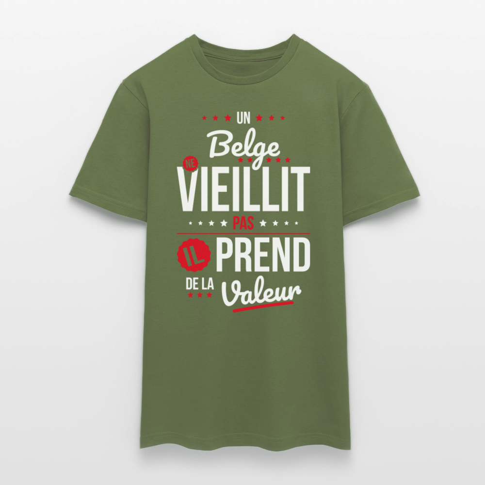 T-shirt Homme - Un Belge ne vieillit pas - vert militaire