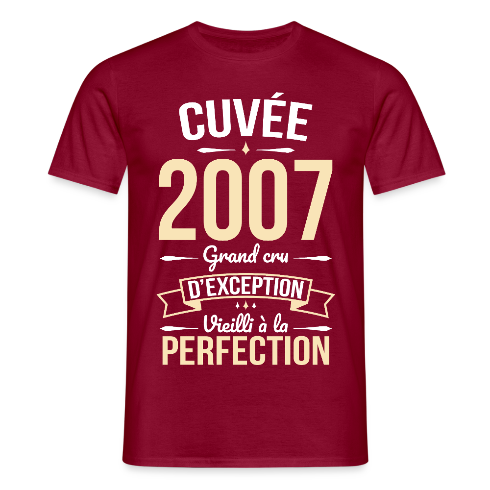 T-shirt Homme - Anniversaire 18 Ans - Cuvée 2007 - rouge brique
