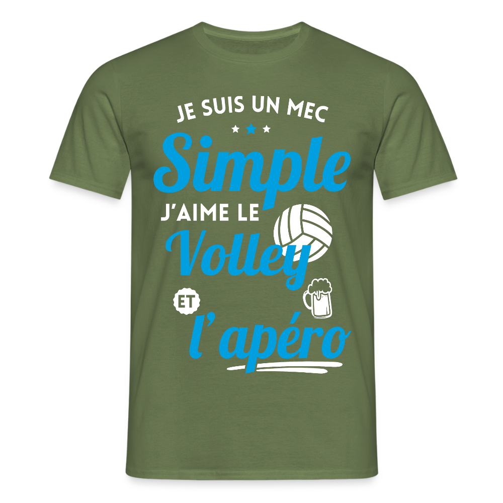 T-shirt Homme - J'aime le volley et l'apéro - vert militaire
