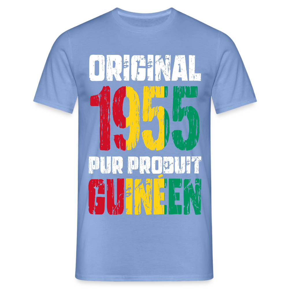 T-shirt Homme - Anniversaire 70 Ans - Original 1955 - Pur produit Guinéen - carolina blue