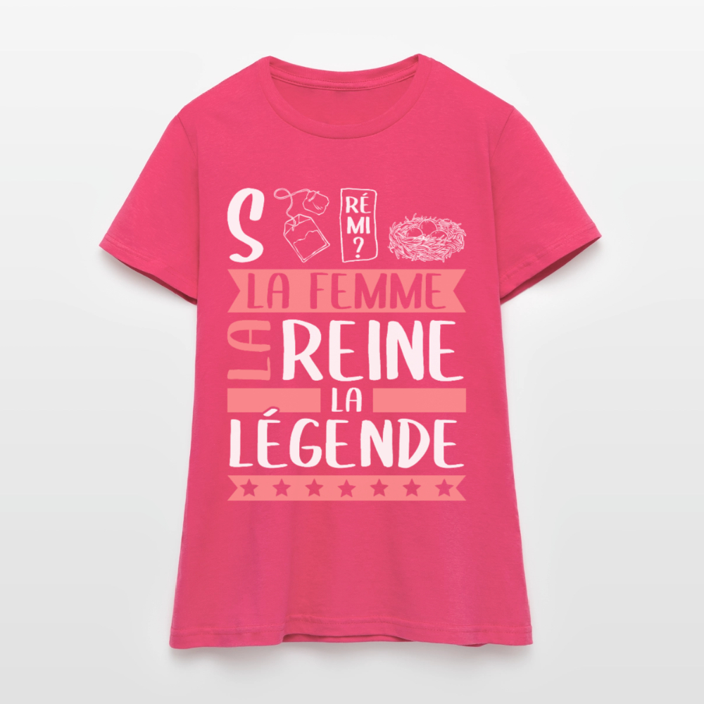 T-shirt femme Stéphanie rébus – La femme, la reine, la légende - rose azalée