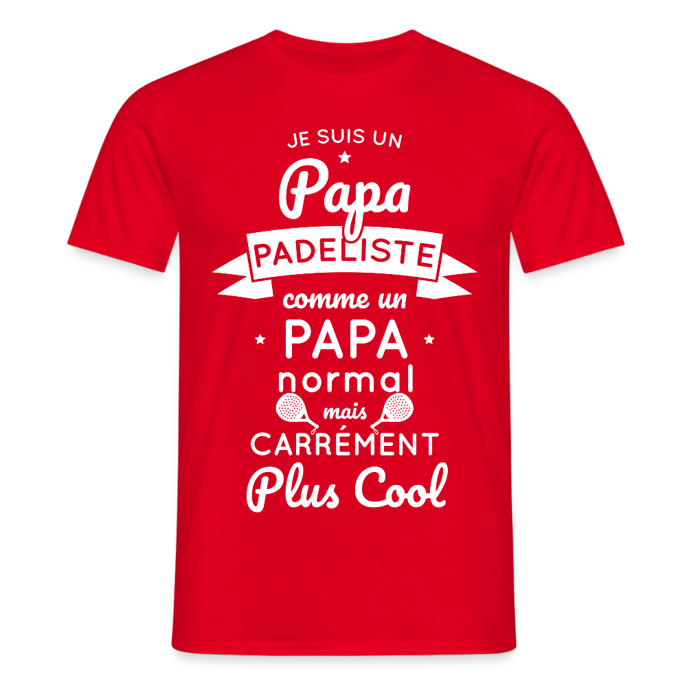 T-shirt Homme - Papa Padeliste Plus Cool - rouge