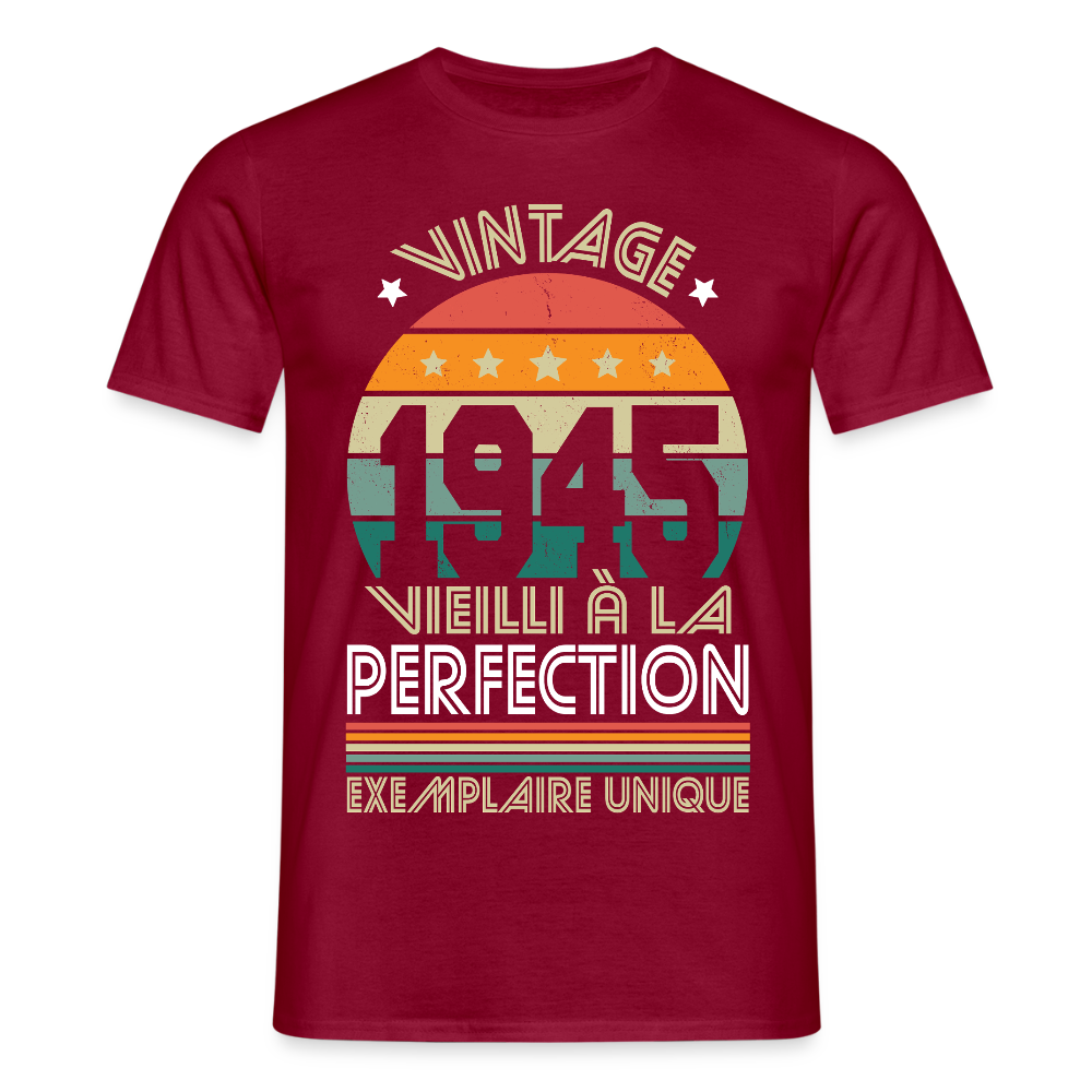 T-shirt Homme - Anniversaire 80 Ans - Vintage 1945 - rouge brique