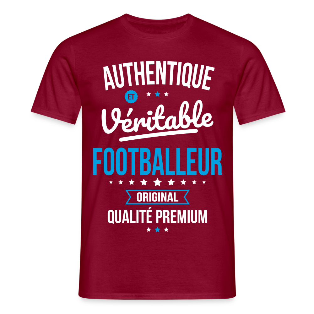 T-shirt Homme - Authentique et véritable Footballeur - rouge brique