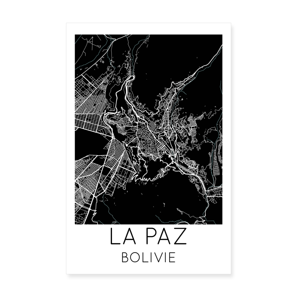Poster La Paz - Plan La Paz - 20 x 30 cm - blanc