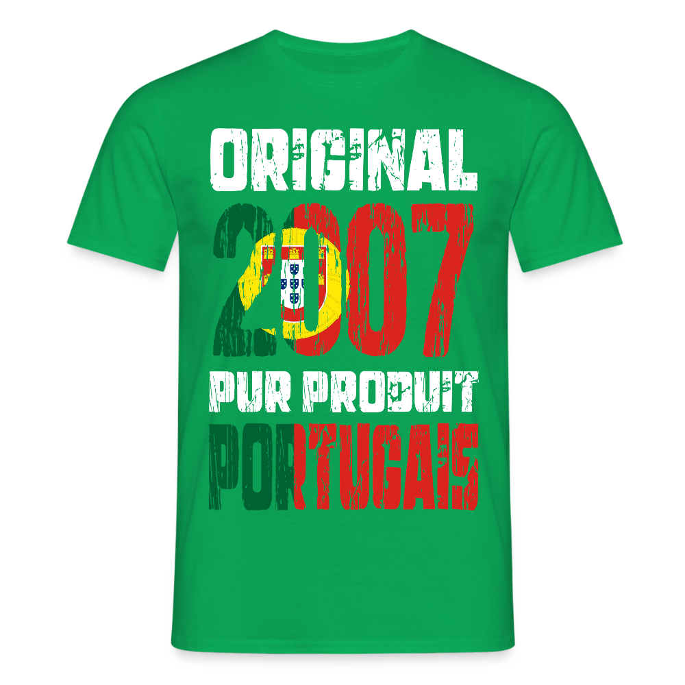 T-shirt Homme - Anniversaire 18 Ans - Original 2007 - Pur produit Portugais - vert
