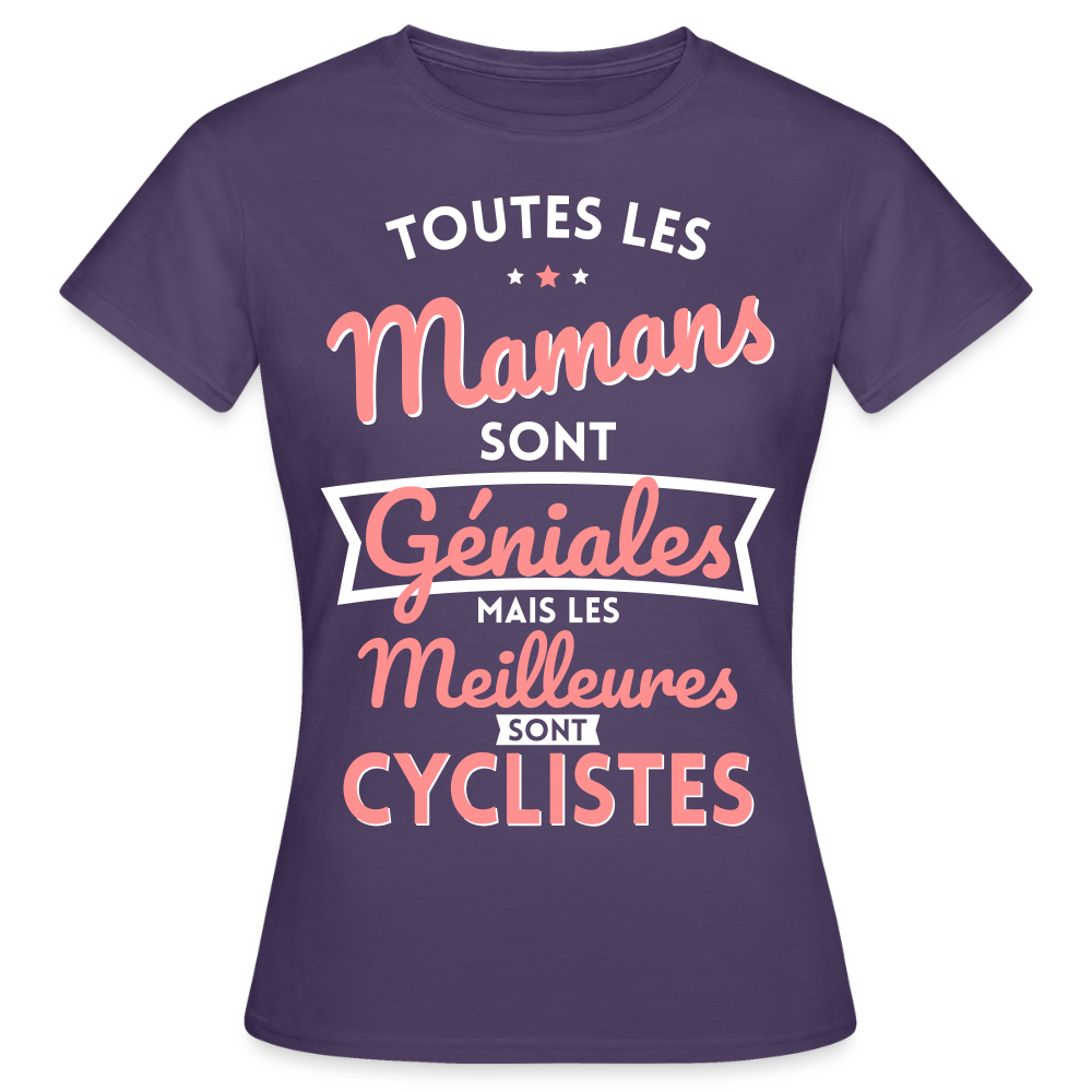 T-shirt Femme - Mamans géniales - Les meilleures sont cyclistes - violet foncé