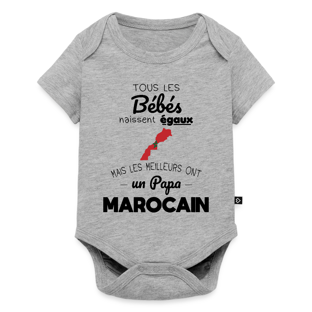 Body Bébé bio manches courtes - Les Meilleurs Ont Un Papa Marocain - gris chiné
