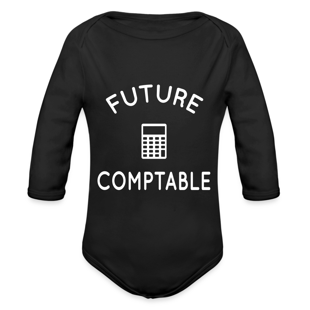 Body Bébé bio manches longues - Future comptable - noir